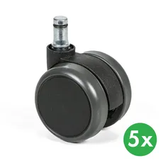 Kolieska pre kancelárske stoličky, 60 mm, pre tvrdé podlahy, súprava 5 ks