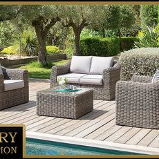 Deokork Ratanová modulová zostava BORNEO LUXURY pre 4 osoby (hnedá)