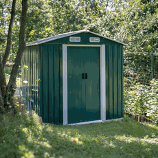 Plechový záhradný domček na náradie, zelená/biela, 2x1,3x1,8 m, HAMAL TYP 1