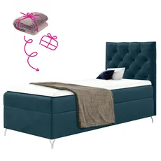 Boxspringová posteľ, 90x200, tmavomodrá látka Velvet, pravá, GULIETTE + darček