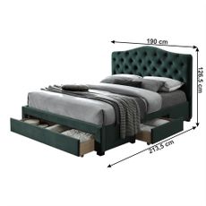 KONDELA Kesada manželská posteľ s roštom 180x200 cm smaragdová (Velvet)