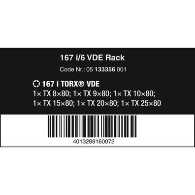 Wera 133356 Elektrické skrutkovače Kraftform Plus VDE série 100 typ 167 i/6 (sada 6 ks)