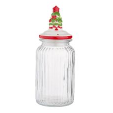 Altom Sklenená dóza s keramickým viečkom Christmas Tree 900 ml