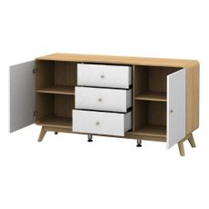 Nízka komoda v dekore duba v bielo-prírodnej farbe 140x75 cm Caitlin – Støraa