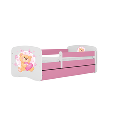 Kocot kids Posteľ Babydreams medvedík s motýlikmi ružová, varianta 80x160, se šuplíky, bez matrace