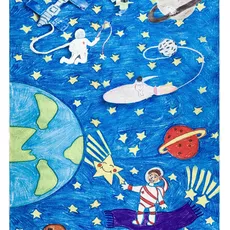 Dywany Łuszczów Detský kusový koberec Bambino 2265 Rocket Space blue - 120x170 cm