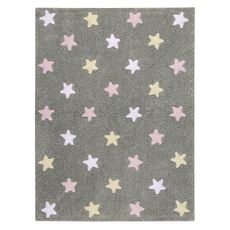 Lorena Canals koberce Pre zvieratá: Prateľný koberec Tricolor Stars Grey-Pink - 120x160 cm