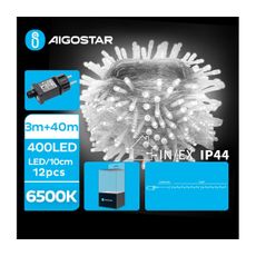 Aigostar - LED Vonkajšia vianočná reťaz 400xLED/8 funkcií 43m IP44 studená biela