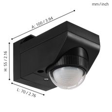Eglo 97467 - Vonkajší senzor pohybu DETECT ME 4 12 m čierna IP44