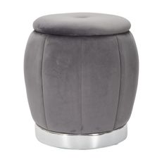 Estila Dizajnová sivá art deco taburetka Zucca s úložným priestorom a zamatovým poťahom so striebornou podstavou 43 cm