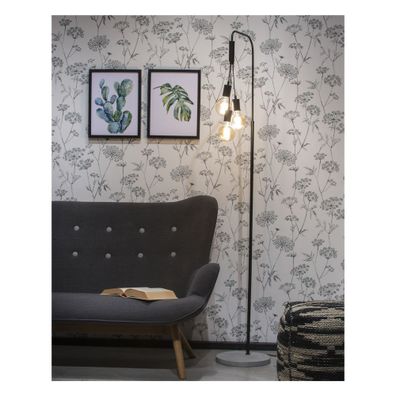 Čierno-sivá stojacia lampa s kovovým tienidlom (výška 190 cm) Oslo – it's about RoMi