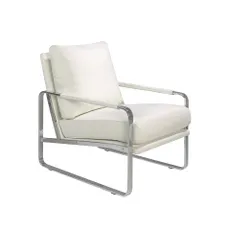 Estila Moderné kožené kreslo Forma Moderna krémovo biele 100cm