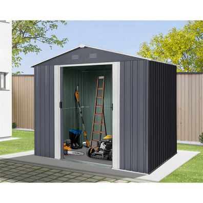 Riwall PRO RMSA 6x8 Anthracite záhradný domček kovový 2,4 x 1,7 m so sedlovou strechou Antracit