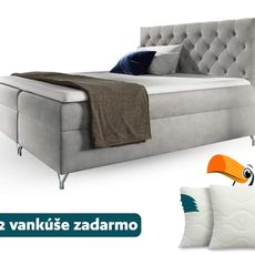 Wilsondo Čalúnená boxspring manželská posteľ Guliette s matracom - sivá Rozmer: 180x200