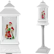 LEAN TOYS Vianočná pouličná lampa s Mikulášom 2v1 biela