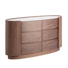 Estila Luxusná moderná komoda Sophiette so šiestimi zásuvkami v orechovej hnedej farbe s oválnou bielou mramorovou doskou 140 cm