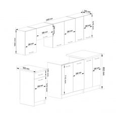 Kuchynský set OLIVIA 2,4M - beton/biela
