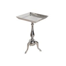 Estila Dizajnový glamour štvorcový príručný stolík Jardin s elegantnou tvarovanou nohou v lesklom chrómovom prevedení 55 cm