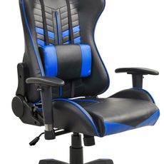 Carryhome HERNÁ STOLIČKA, kožený vzhľad, modrá, čierna
