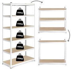 ModernHome Skladovací regál 222x110x50 cm - 6 políc, pozinkovaná oceľ, 1050 kg - ModernHome