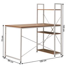 KONDELA Veina písací stôl s regálom dub / biela