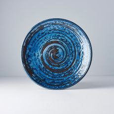Modrý keramický tanier Mij Copper Swirl, ø 25 cm