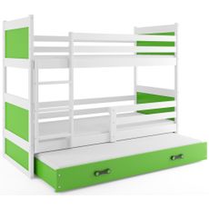 Poschodová posteľ s prístelkou RICO 3 - 200x90cm - Biely - Zelený