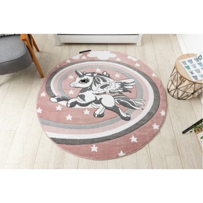 Dywany Łuszczów , Detský kusový koberec Petit Pony pink kruh, 120x120 (priemer) kruh, ružová, detská izba