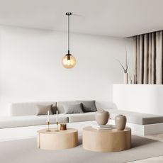 Luster na lanku COSMO 1xE14/10W/230V pr. 14 cm čierna/béžová
