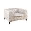 Estila Moderné dizajnové kreslo Limonny s chesterfield prešívaním a zamatovým poťahom v šampanskej béžovej farbe 120 cm
