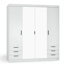 Šatníková skriňa so zrkadlom Elenas 4D 6S 176 x 190 x 53 cm - biela