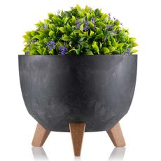 PLASTOVÝ KVETINÁČ ROSA ECO 18X29 CM IMITÁCIA BETÓNU ČIERNA