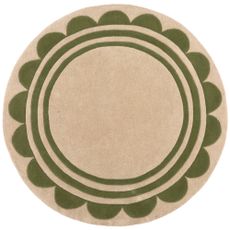 Flair Rugs koberce Ručne všívaný kusový koberec Lois Scallop Green kruh - 120x120 (priemer) kruh cm