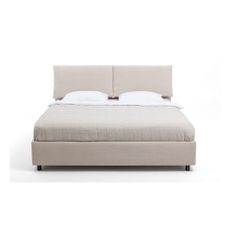 Béžová čalúnená dvojlôžková posteľ s úložným priestorom s roštom 160x200 cm Myra Pillow – Bonami Selection