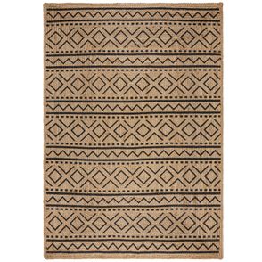 Flair Rugs koberce Kusový koberec Printed Jute Luis Natural/Black - 200x290 cm