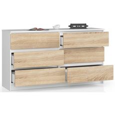 Komoda K140 6SZ biela / sonoma