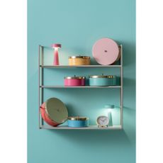 Žltý dekoratívny kovový úložný box ø 16x6 cm Double Funky – PT LIVING