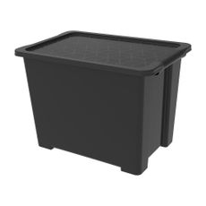 Lesklo čierny plastový úložný box s vekom Evo Easy - Rotho