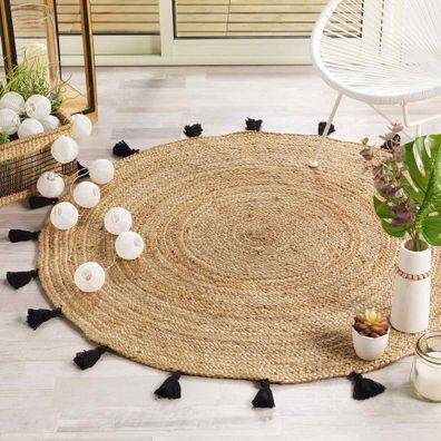 Okrúhly koberec v čierno-prírodnej farbe ø 120 cm Shira – douceur d'intérieur