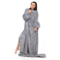 Deka s rukávmi DecoKing Lazy oceľová, velikost 170x200