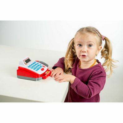 Pokladňa malá digitálna, plast, 18 cm s doplnkami, na batérie so zvukom so svetlom