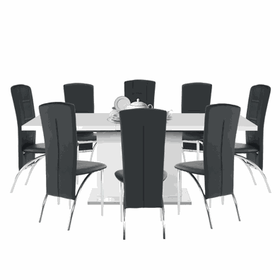 Rozkladací jedálenský stôl, biela vysoký lesk HG, 160-200x90 cm, KORINTOS