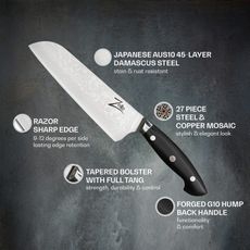 Zelite Infinity by Klarstein Executive-Plus, 7" nôž santoku, 61 HRC, damašková oceľ