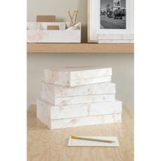 Béžové kartónové úložné boxy v súprave 3 ks s vekom/dekoratívne 42,5x29,5x13 cm Kian Paper Laminate – Bigso