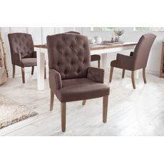Estila Chesterfield čalúnená stolička Silloth v hnedej farbe s podrúčkami 104cm