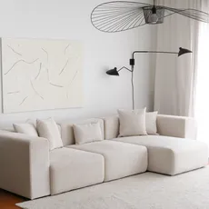 Zamatová rohová pohovka Yolo 305 x 154 cm, pravá, biela