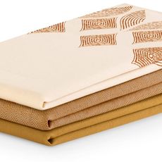 AmeliaHome Sada kuchynských uterákov Letty Stamp - 3 ks svetlo hnedá, velikost 50x70