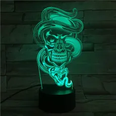 3Dmix 3DL-DRGB030 – 3D LED nočná lampa - Lebka s hadom (Dual RGB)