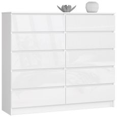 Ak furniture Komoda Kuba 140 cm 10 zásuviek biela lesk