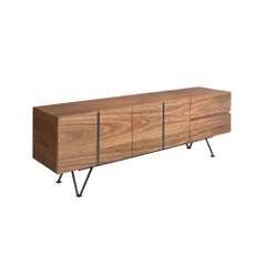 Estila Luxusný moderný TV stolík Forma Moderna z hnedého orechového dreva so štyrmi dvierkami a dvomi zásuvkami 180 cm